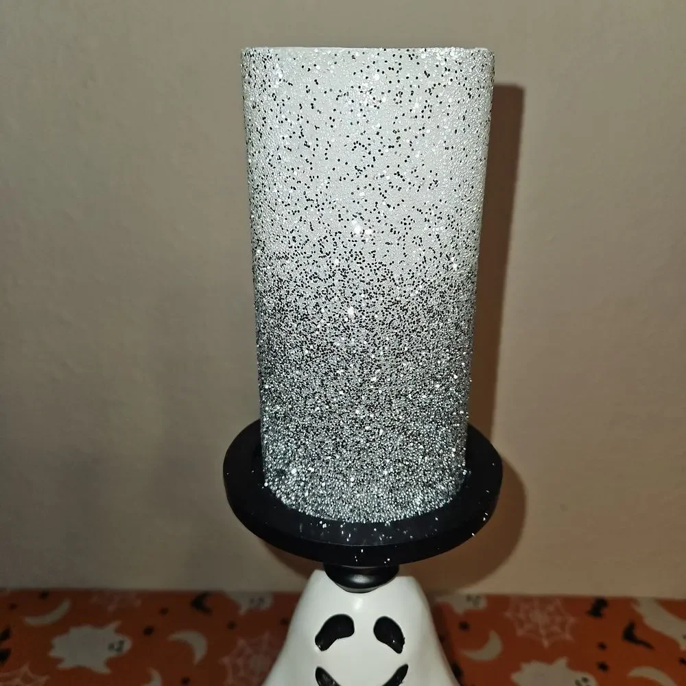 Halloween Ghost Figural Candle Pillar with Flameless Candle